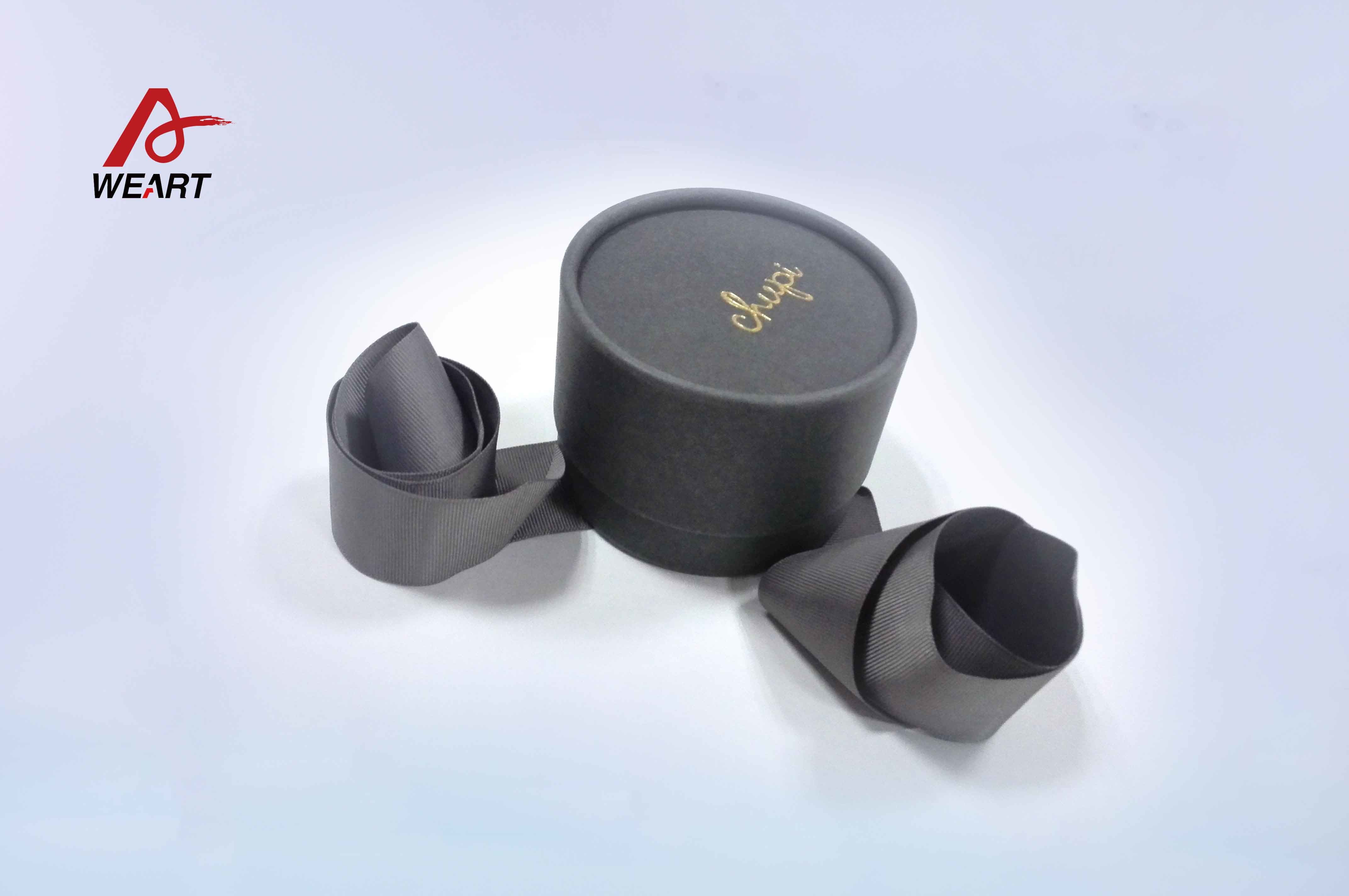 Custom Made Grey Paper Jewelry Boxes , Hot Stamping Round Paper Box For Ring