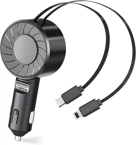 Retractable Car Charger,Super Fast USB Car Charger,Dual Retractable Charging