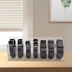 Clear Acrylic Belt Organizer Tie Storage Holder With 7 Compartments Display Case