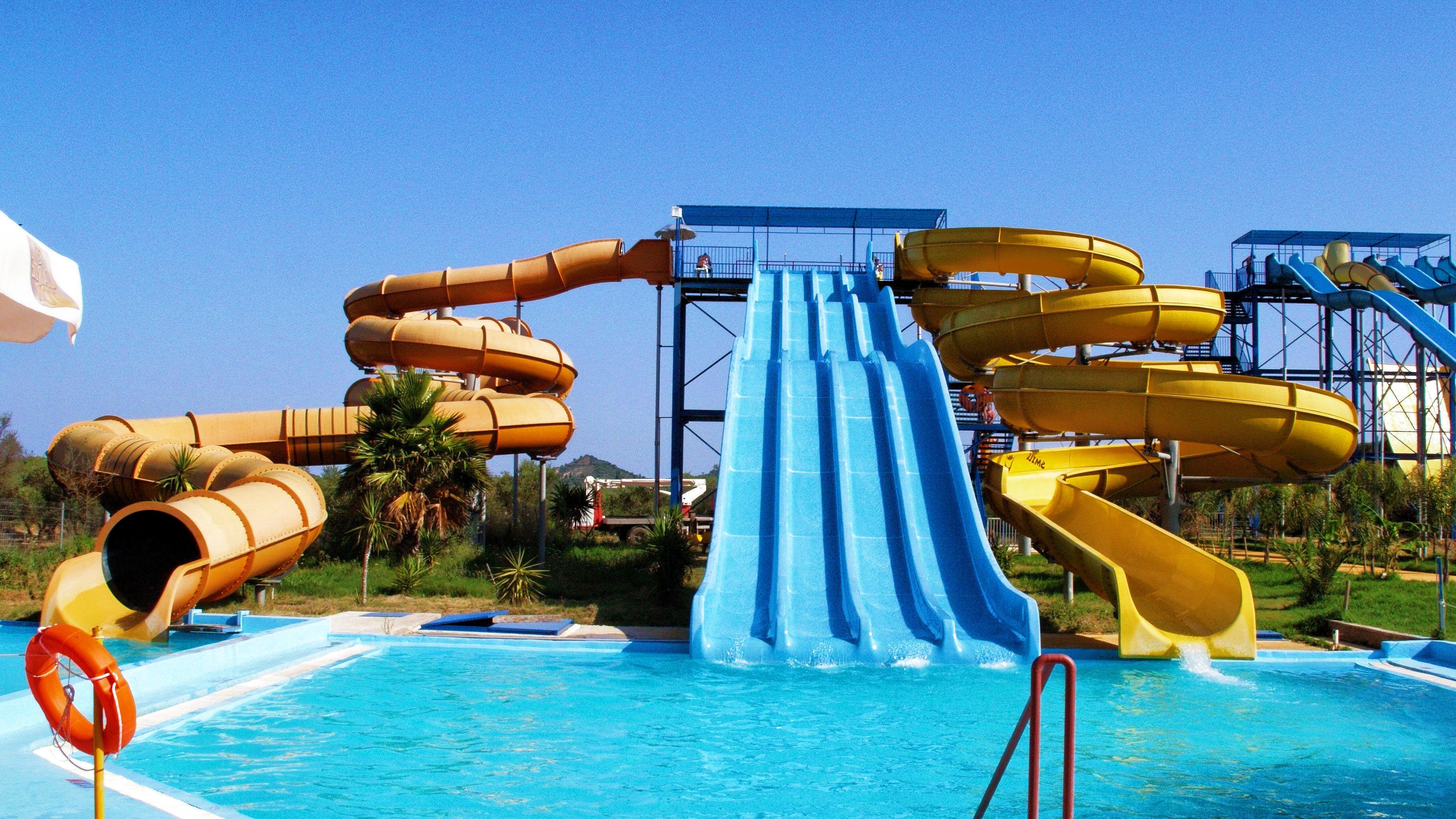 OEM Outdoor Water Amusement Park Aqua Swimming Pool Fiberglass Water Slide Set