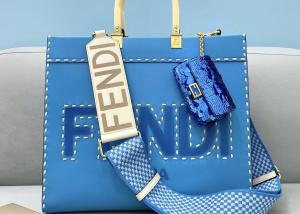 Wholesale Stitching Womens Leather Tote Shopper Bag Blue With Single Shoulder Strap from china suppliers