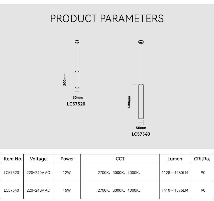 2700K/3000K/4000K Downlight Pendant Lighting 1410lm-1575lm Hanging Ceiling Spotlights