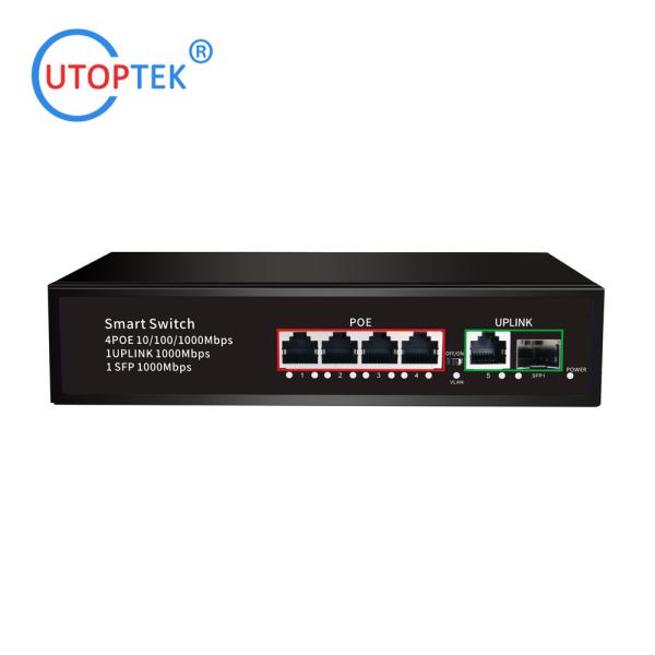 4x10/100/1000M POE 30W+1UTP+1SFP IEEE802.3af/at POE Etherent switch for CCTV