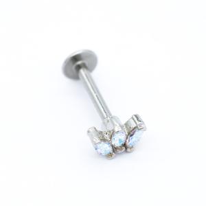 Wholesale 316 Stainless Steel Labret Piercing Jewelry 16G 8mm Long Bar Opal Labret Stud from china suppliers
