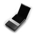Portable Imitation Black PU Leather Aluminium Card Wallet Name Card Stand