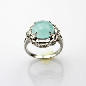 Wholesale Women Jewelry 925 Silver Ring with Round Blue Chalcedony Cubic Zirconia (F43) from china suppliers