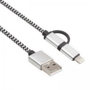 China 2-In-1 Durable Lightning To USB Data Sync Charging Cable , Cell Phone Usb Power Cable on sale