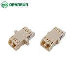 Beige One-Piece Shape Flangeless Duplex LC Fiber Optic Adapter