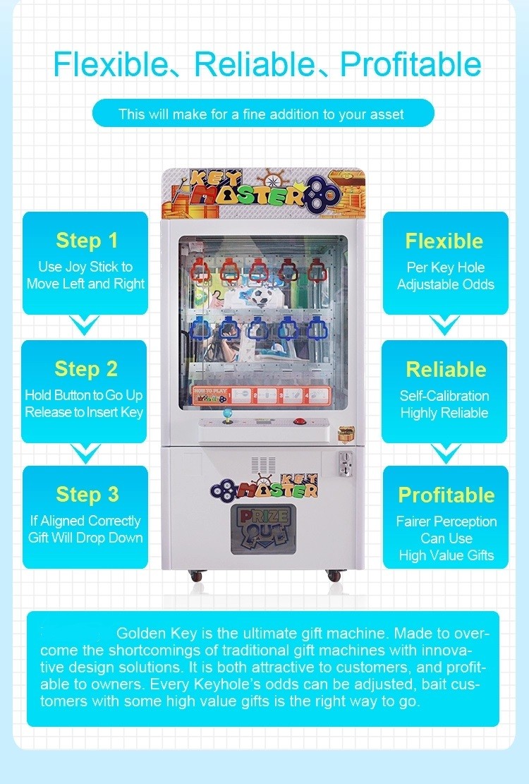 W850 * D830 * H1970MM Gift Vending Machine Golden Key Master For Amusement Park
