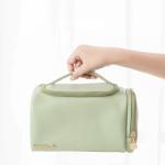 Large Capacity Travel Vanity PU Cosmetic Bag With Handle
