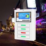 Advertising LCD Screen Cell Phone Charging Stations , White Cell Phone Charging