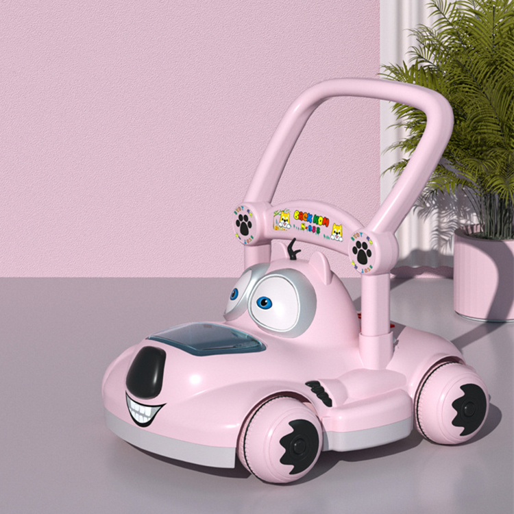 Plastic Kids Ride On Push Car With Canopy No Motor Custom Design Pink/Blue/White