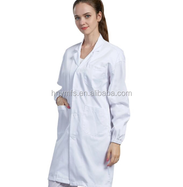 High Quality Hospital Uniforms White Lab Coat for women Medical gown Doctor and Nurse Scrub 60% Cotton 40% Polyester