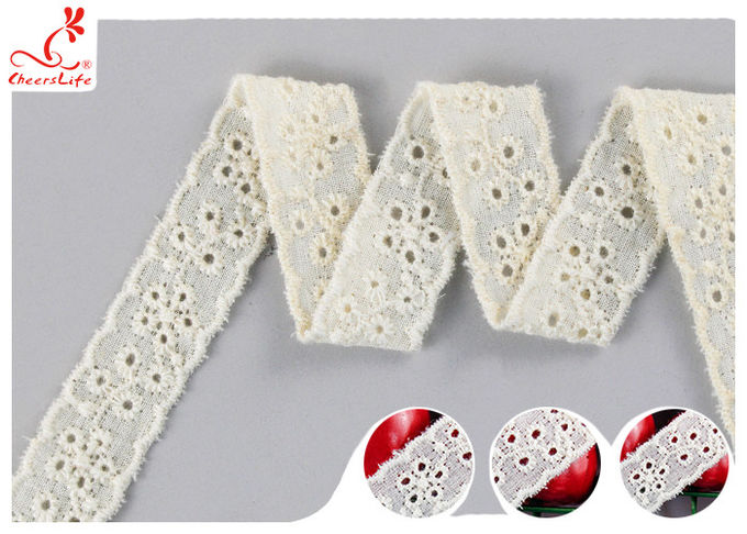 Fashion Embroidered Floral Cotton Eyelet Lace Trim For Nighty Trade Assurance