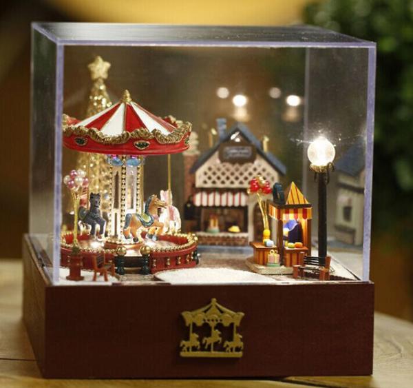 Dollhouse, DIY Lights House, Wooden Model, Education Romantic Full House,