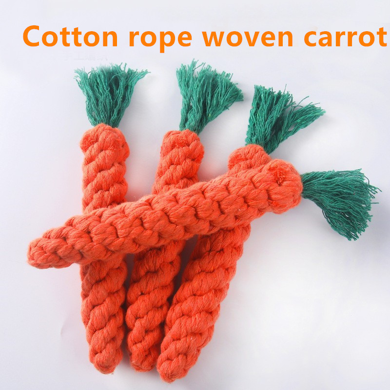 Braided Carrot Cotton Knotted Rope Toy Bite Resistant
