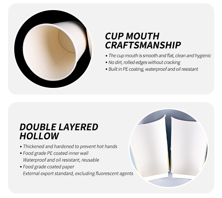 White Kraft Compostable Paper Cups Double Wall Takeaway Coffee Cups With Lids