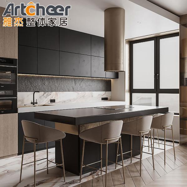 Luxury Style Wooden Kitchen Cabinets with Kitchen Island Table and Toe Kick
