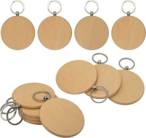 Wholesale Ecofriendly Blank Wooden Key Chain Laser Engraving Logo Round Shape Wood Souvenir Gift from china suppliers
