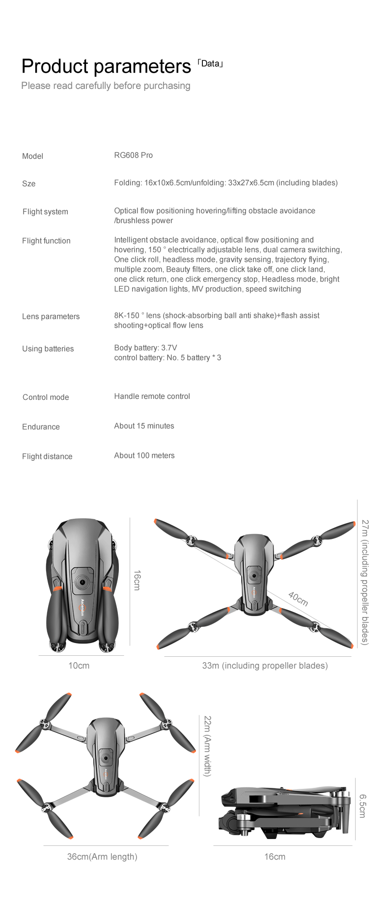 Rg608 Pro Uav Hd 8k Dual Camera Uav Optical Flow Dual Camera Lift Obstacle Avoidance Aircraft Night Aerial Photography Z