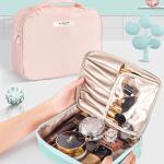 Custom Makeup Brush Organizer Foldable Private Label Pink Brush Cosmetic Bag