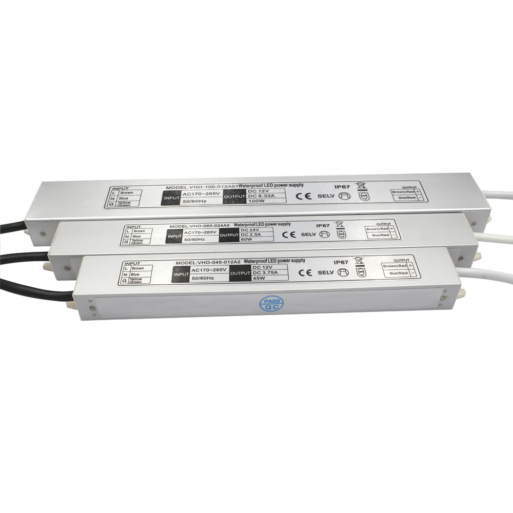 Slim LED Waterproof Power Supply IP67 SAA Constant Voltage For Strip Light