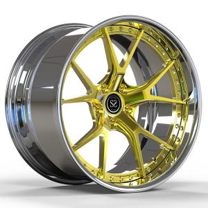 Wholesale Fit to Ford Charge 5x115 2-PC 6061-T6 Aluminum Rims Polish Barrel+Gold Disc 19 and 20 inches from china suppliers