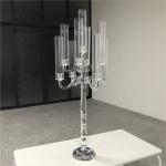 Cylinder Crystal Candle Holder Wedding Centerpieces 9 Arms Glass