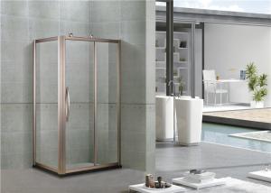 Wholesale Rose Gold Aluminum Alloy Shower Cabins Rectangler With Outside Wheels Sliding Tempered Glass from china suppliers