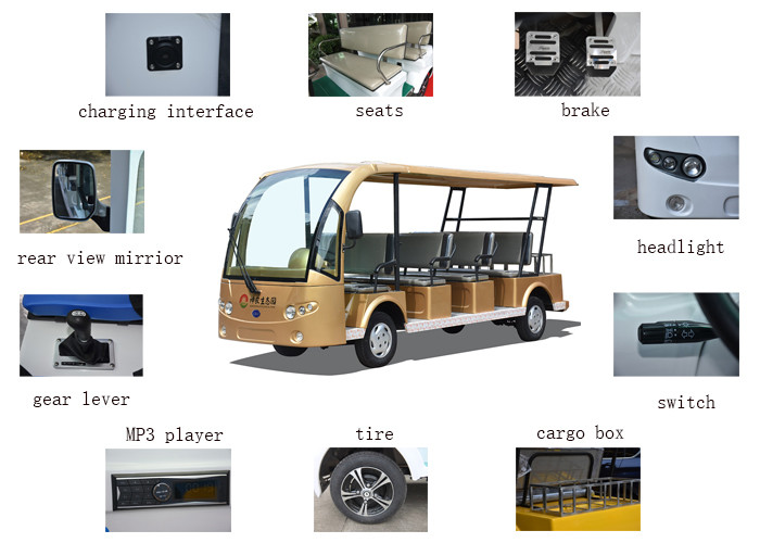 Enpower Controller 11 Seater Electric Sightseeing Car For Resort 7.5KW AC Motor