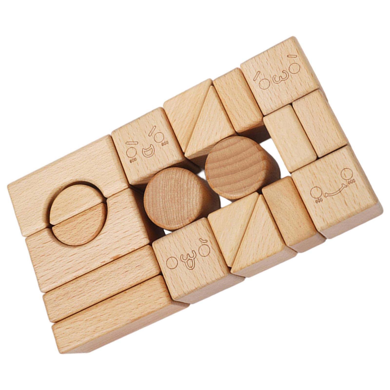 Solid Wood Stacking Block Toy Shape Cognition DIY Wood Block Kit for Kids Children