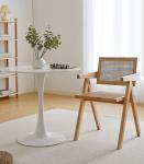 Nordic Rattan Dining Chair Cherry Wood Rattan Lazy Chair