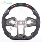Honda Led Red Stripe Forged Carbon Steering Wheel Black Leather Perforated