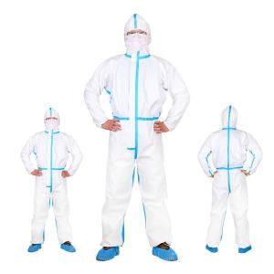 Wholesale 65Gsm Blue Line Microporous Disposable Hooded Coverall Type 4 5 6 For Spray Industry from china suppliers