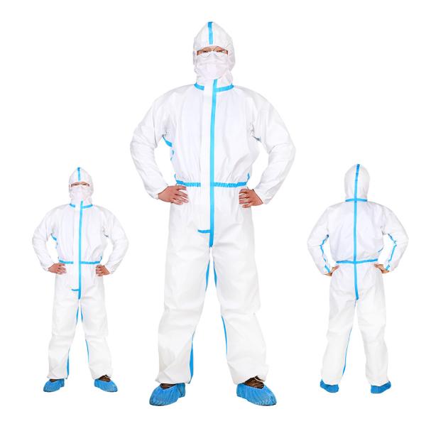 65Gsm Blue Line Microporous Disposable Hooded Coverall Type 4 5 6 For Spray