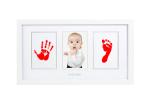 3 Windows Wooden Baby Hand and Footprint Photo Frame With Clean Touch Ink Pad