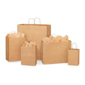 Wholesale Custom Shopping Large Kraft Paper Supermarket Bags Food Snacks With Ribbon Handles from china suppliers