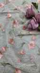 Leafy Embroidery Lace Fabric Floral Elegent 100% Cotton For Dress