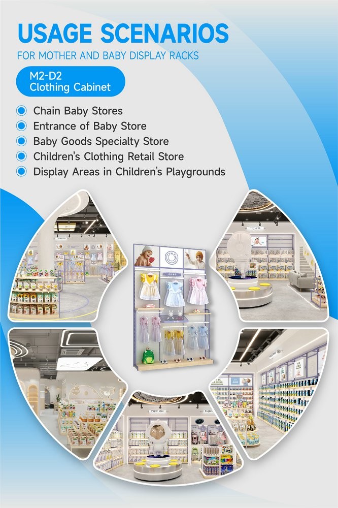 M2-D2 Children's Clothing Retail Store Cabinet with 5MM Andy Board Painting and Adjustable Shelves