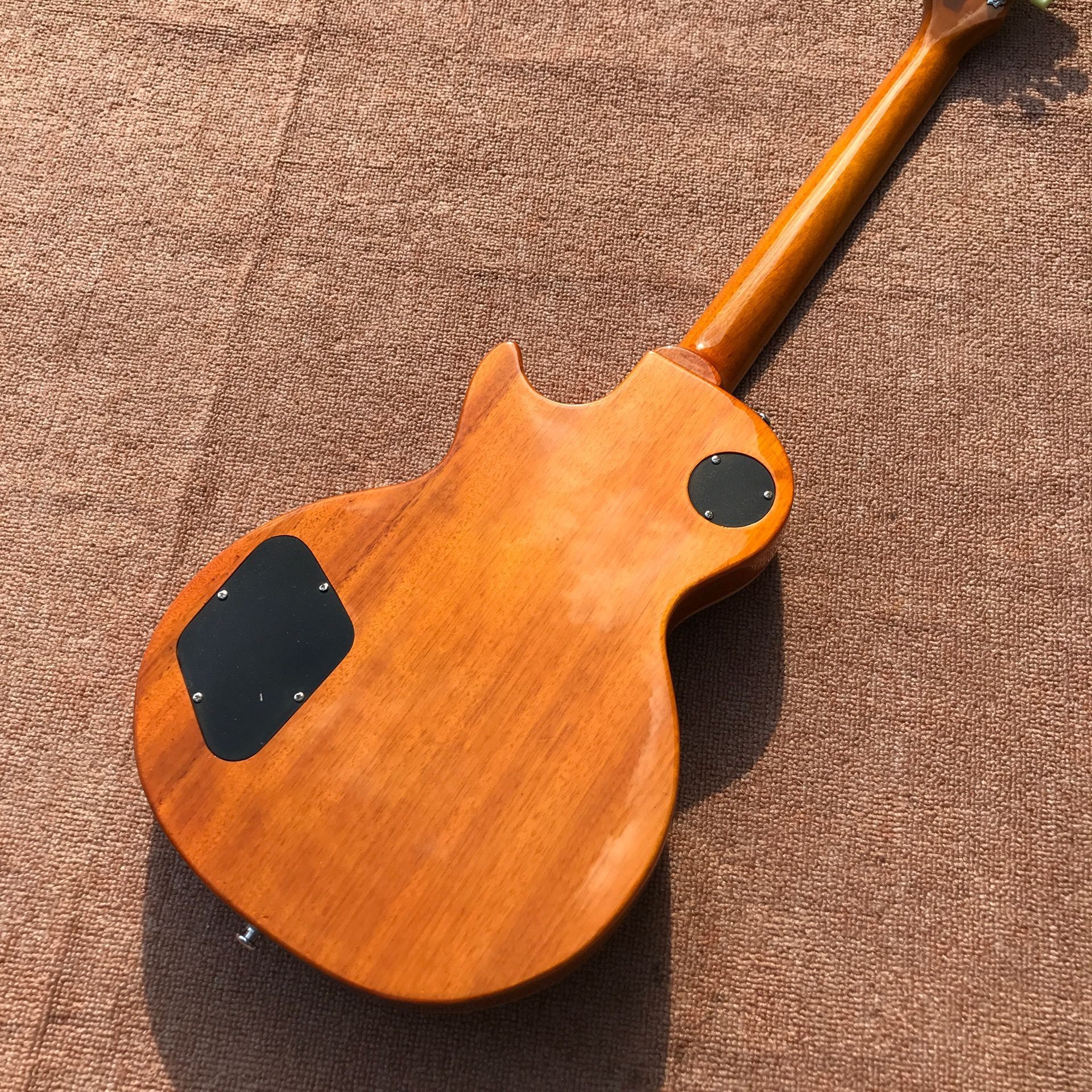 Custom one piece Neck one piece body electric guitar, Upgrade Tune-o-Matic bridge guitar Tiger Flame standard guitar