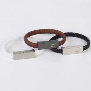Wholesale PU Leather 22.5cm Bracelet Charging Cable With 32GB 64GB U Disk USB from china suppliers