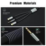 Car Audio Aux Jack Cable 3.5mm Gold 3 In 1 8pin For Samsung Iphone