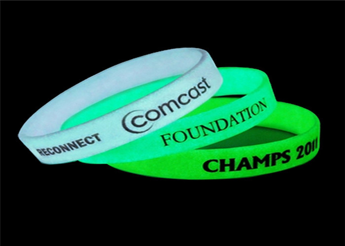 Filled Color / Size Custom Silicone Bracelets , Debossed Silicone Bracelets