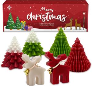 Wholesale Christmas Scented Candles Gift Set Elk &amp; Christmas Tree Shaped Handmade Soy Wax Xmas Aromatherapy Candle from china suppliers