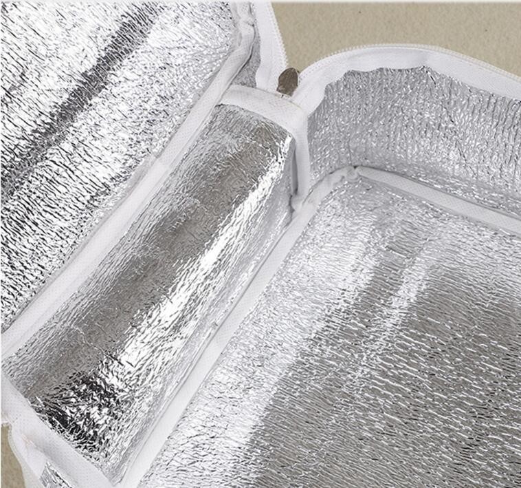 Reusable aluminium foil thermal insulation material cooler bag for picnic with Strapping tape closureRecycled PP Woven Plast