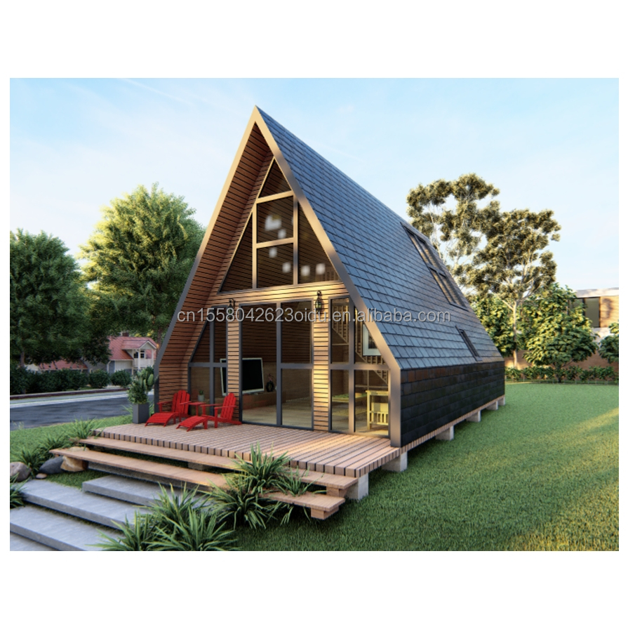 Hotel Wooden Houses with Triangle Design Modern Style Container and 50/75/100mm Wave Sandwich Panel Wall in EU