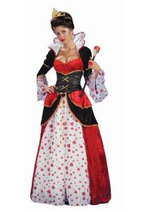 Wholesale Alice in Wonderland Costumes Deluxe Gown Queen of Hearts Womens Costume in red with dress waist cincher size S to 3Xl from china suppliers
