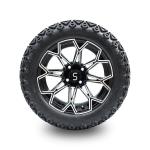 Golf Cart 22 inch All Terrian Tire and 14 inch Machined Black Aluminum Wheel