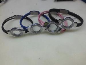 Wholesale Tagor Jewelry New Style Leather Cord Stainless Steel Glass Lockets Bracelets,Multi Colors from china suppliers