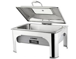 Wholesale Large Stainless Steel Cookwares , Digital Display Electric Chafing Dish With Windowed Lid from china suppliers
